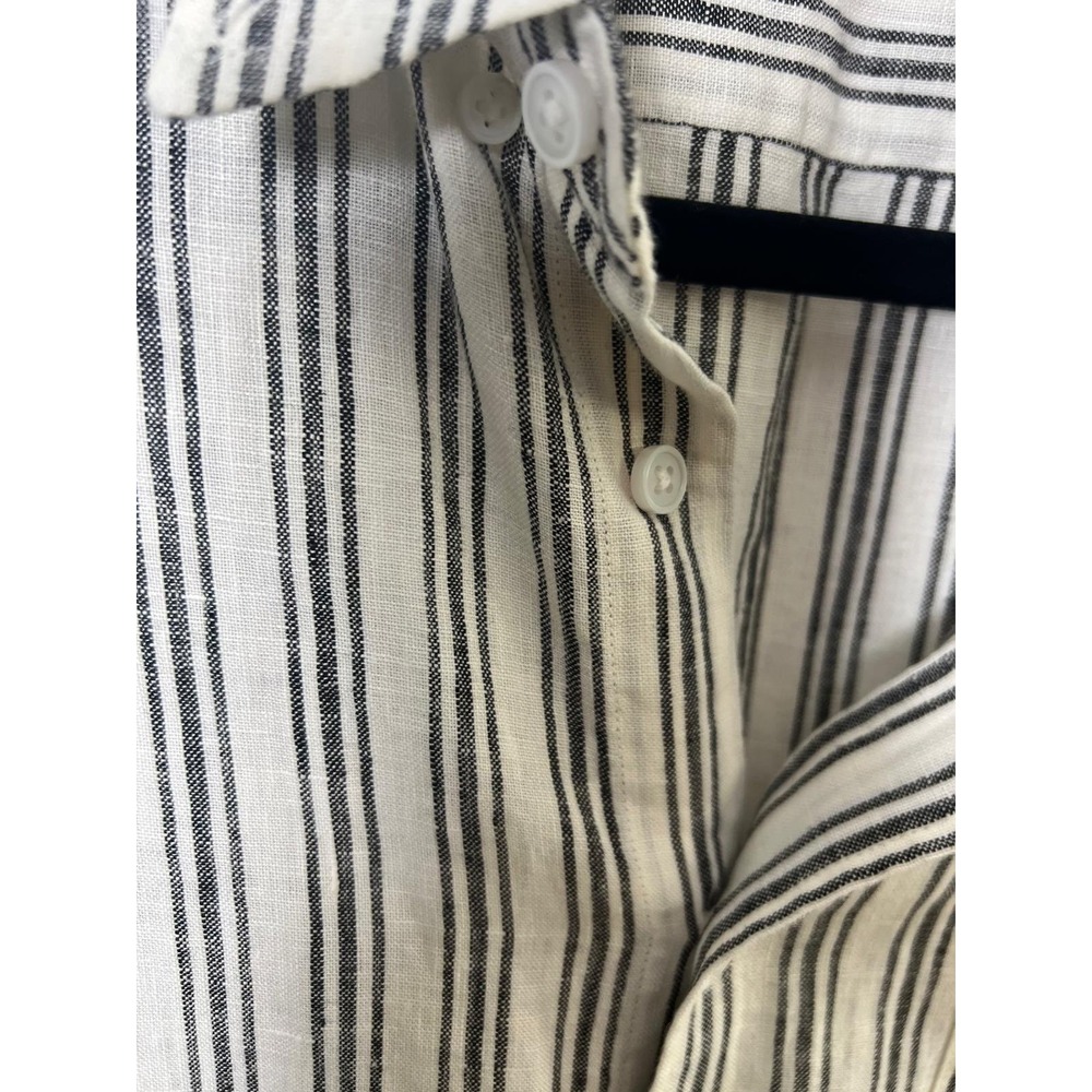 Everlane Linen Button Down Shirt Mens XS White Black Stripe Long Sleeve - Picture 4 of 13